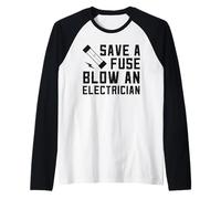 Salvare Un Fusibile Colpo Un Elettricista Divertente Lavoratore Elettr Maglia con Maniche Raglan