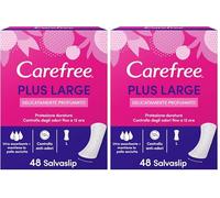 Salvaslip Carefree Plus Large con fragranza leggera (48 unità), protegge le mutandine assorbenti e traspiranti per l'uso quotidiano, protegge le mutandine extra lunghe con protezione dai cattivi odori