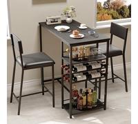 Salvaspazio, 3 pezzi, con 2 sedie e 1 tavolo, tavolo da pranzo con 3 ripiani aperti, sedia da pranzo alta con schienale e seduta in pelle PU, per sala da pranzo e soggiorno