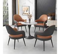 Salvaspazio moderno rotondo semplice tavolo da pranzo & tavolino e sedia set, per ufficio e reception, club e bar, balcone, soggiorno e salotto, arancione, 70 cm / 27.5in