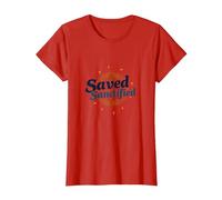 Salvato e santificato: Regalo di Fede Cristiana ispiratrice Maglietta, Donna, Rosso, XL