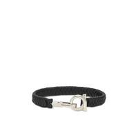 Salvatore Ferragamo Bracciale a Stringa in Pelle Unisex, Nero, Taglia Unica