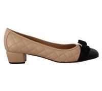 Salvatore Ferragamo Elegant Quilted Leather Pumps in Beige and Black - EU36/US5.5