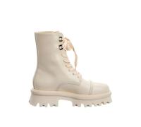 Salvatore Ferragamo White Calfskin Lace-Up Boots - EU38.5/US8.5