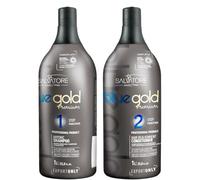 Salvatore Shampoo anti-spreco per ricostruzione del balsamo da 1 l, formula taninoplastica concentrata oro blu per capelli danneggiati e ricci e crespi, crema non profumata