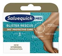 Salvequick ® | Blister Rescue 5 | Cuscinetto per la compressione in idrogel per la rimozione della pressione semplice e indolore | 5 unità in diverse dimensioni per una cura del tallone a 360°