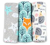 Salviette per bambini - Confezione da 3 - 80 x 80 cm - 100% flanella di cotone bianco, multicolore - bavaglini per bambini o ragazze