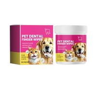 Salviette Per Denti Di Gatto | 50 Pezzi Cuscinetti Per Dita Per Pulire I Denti,Eliminatore Di Alito Cattivo Per Cani,Per Razze Piccole Medie e Grandi Cuccioli Gattini Casa Esterno