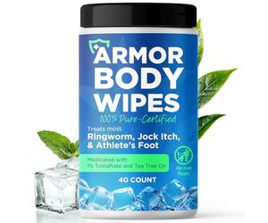 Salviette per il corpo per uomini e donne | Salviette detergenti per il corpo per palestra, sport da combattimento e viaggi | Medicato 1% Tolnaftate con olio dell'albero del tè e effetto mentolo