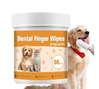 Salviette per la pulizia dei denti del cane, salviettine per la pulizia dei denti del cane, kit di salviette per spazzolino da denti | 50 salviette per dita per cani, salviette per la pulizia dei