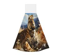 Salviette per le mani in velluto corallo leopardo alla ricerca di prede - Panni assorbenti per la pulizia della cucina, bagno, auto, campeggio - uso domestico