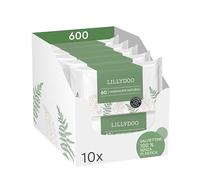 Salviettine naturali LILLYDOO green,600 pezzi(10x60),100% senza plastica e resistenti agli strappi - senza profumi, detergono delicatamente e con dolcezza la pelle sensibile,testate dermatologicamente
