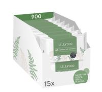 Salviettine naturali LILLYDOO green,900 pezzi(15x60),100% senza plastica e resistenti agli strappi - senza profumi, detergono delicatamente e con dolcezza la pelle sensibile,testate dermatologicamente