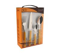 Salvinelli Aurora Set Posate Miste 24 Pezzi, Posate da Tavola, Acciaio Inox 18-C Nickel Free, 6 Forchette, 6 Coltelli, 6 Cucchiai, 6 Cucchiaini, Arancio