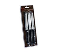 Salvinelli BISTROT Coltello da Tavola Punta Tonda, acciaio inossidabile Forgiato, 6 pezzi, Lama 115 mm, Manico Ergonomico, Nero e Acciaio (B6CTFBI)