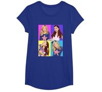 Sam And Cat Multiple Colorful Character Panels Maglietta, Ragazze, Blu Reale, S