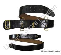 Sam Browne Cintura + Tracolla, pelle Nera , Color Oro Accessorio R240
