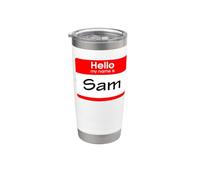 Sam, ciao Il mio nome è Targhetta, distintivo Bicchiere termico in acciaio inox doppia parete