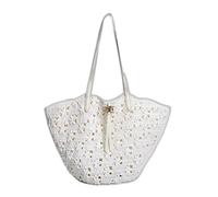 Sam Edelman Layla - Borsa a secchiello in rafia floreale, Guscio d'uovo, Taglia unica
