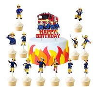 Sam il Pompiere Cake Topper, 13PCS Decorazioni Torta Sam il Pompiere, Pompiere Sam Cake Topper Compleanno, Fireman Sam Decorazioni Cupcake Torta, Decorazione Torta Festa di Compleanno, per Bambini