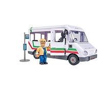 SIMBA TOYS Sam Il Pompiere Fireman Sam Veicolo Il Trevors Bus Autobus Lungo 20 cm con Figura di Trevor Circa 6cm