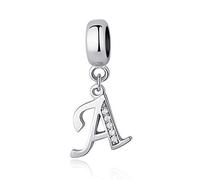 sam panda Charm in argento Sterling 925 con lettera dell'alfabeto A-Z, adatto per braccialetti Pandora, Argento sterling, Zirconia cubica