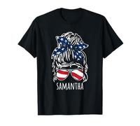 Samantha - Chignon disordinato con occhiali da sole con nastro USA Maglietta