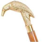 Samara Nautical Bastone da passeggio in legno per uomini, donne, in ottone massiccio, testa di corvo corvo alla moda, in canna di gomma, punta in ottone, regalo per nonno