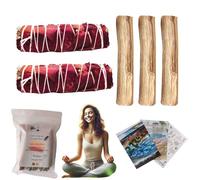 SamayZen Kit Pulizia Energetica Premium | 2 Salvia Bianca con Petali di Rosa + 3 Palo Santo Naturale | Purificazione, Aromaterapia e Meditazione | 100% Naturale e Artigianale