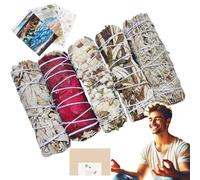 SAMAYZEN - Salvia bianca da bruciare, Petali, Blu, Sinuata e Yerba Santa - Legati per Bruciare - Incenso naturale - Ideale per purificare - Smudge