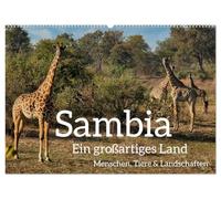 Sambia - ein großartiges Land (Wandkalender 2026 DIN A2 quer), CALVENDO Monatskalender: Sambia ist ein großartiges, touristisch noch wenig ... Menschen, Tieren und Landschaften.