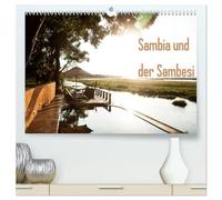 Sambia und der Sambesi (hochwertiger Premium Wandkalender 2026 DIN A2 quer), Kunstdruck in Hochglanz: Sambia, der Name leitet sich von dem Fluss ... wie Tiere die Wasserversorgung vereinfacht.