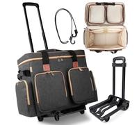 Sambois Rolling Teacher Tote Bag con carrello staccabile, borsa per insegnanti con ruote con scomparto imbottito per laptop fino a 15,6 pollici, valigetta multifunzionale per insegnamento e ufficio