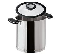 Sambonet 12'O'Clock Grey Pentola Ø 16 cm con Coperchio, Acciaio Inox 18/10, Manici Antiscottatura in Silicone Nero, con Interno Graduato