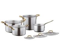 Sambonet 1965 Vintage - Set di 4 pentole in acciaio INOX anticato.
