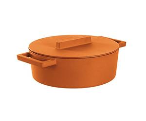 Sambonet Casseruola Ovale con Coperchio, Ghisa/Terracotta, Arancio Curry, 5 Litri, 30 x 25 cm
