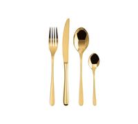 Sambonet - Taste Set di Posate da Tavola per 6 persone, 24 pezzi in Acciaio Inox finitura PVD : 6 forchette, 6 cucchiai, 6 coltelli, 6 cucchiaini da tè, Lavabili in lavastoviglie, Gold