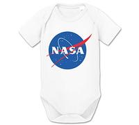 Sambosa NASA Logo Rocket Proverbi Moon Romper Body in Cotone Biologico per Ragazzi e Ragazze 0-12, Größe2:62/2-3 Mesi, Baby:Bianco