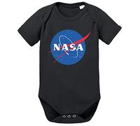 Sambosa NASA Logo Rocket Proverbi Moon Romper Body in Cotone Biologico per Ragazzi e Ragazze 0-12, Größe2:62/2-3 Mesi, Baby:Nero