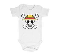 Sambosa Ruffy Straw Hat Logo Tute e Tutine, Bimbo Baby Ruffy One Monkey Anime Piece Zoro, Farbe2:Weiß_;Größe2:74