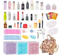 SAMCAMI Accessori per casa delle bambole in miniatura, accessori da bagno alla moda e per casa delle bambole, mini roba, trucco in miniatura (trucco in miniatura, borsa e scatola portaoggetti)