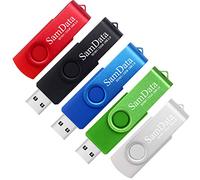 SamData - Chiavetta USB da 32 GB, con luce LED, confezione da 5 32 GB nero, blu, verde, rosso, argento.