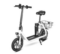 SAMEBIKE Scooter elettrico per adulti, scooter a batteria rimovibile da 36V 7.8AH con sedile, ruote in alluminio da 12', con cestino e portacellulare