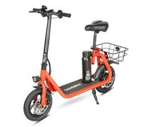 SAMEBIKE Scooter elettrico per adulti, scooter a batteria rimovibile da 36V 7.8AH con sedile, ruote in alluminio da 12', con cestino e portacellulare