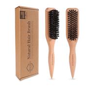 SAMEBUTECO Spazzola per capelli con setole di cinghiale con manico largo in legno a coda di topo per coda di cavallo, liscia i capelli e i bordi, spazzola per capelli utile per pettinare, prendere in