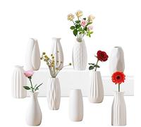 Sameme Set di 10 piccoli vasi in ceramica bianca da 12,7 cm, piccoli vasi per fiori, centrotavola, vasi moderni per fiori e erba della pampa, per matrimoni, feste, decorazione della casa