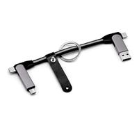 SAMERIO Ricarica Portachiavi Cavi USB C ios Corto 6 in 1 Multifunzione Veloce Accusa Portatile 3A 60W Trasferimento dati Spago Portachiavi per tutti gli smartphone Power Bank (Grey)