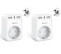 Sameriver 2 Pezzi Adattatore Presa UK Tipo G con 1 USB C e 2 USB A per UK