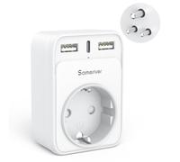 Sameriver Adattatore da viaggio India adattatore Germania spina da viaggio adattatore da viaggio con 2 USB 1USB C (3A) adattatore presa tipo D per Sri Lanka, India, Nepal India