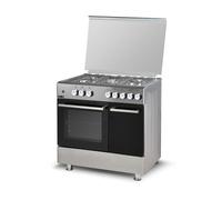 Samet Cucina a Gas 5 Fuochi Forno Elettrico Ventilato 90x60 cm con Vano Portabombola colore Inox - Ermete